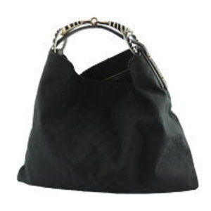 Gucci Horsebit Shoulder Bag GG Canvas Black